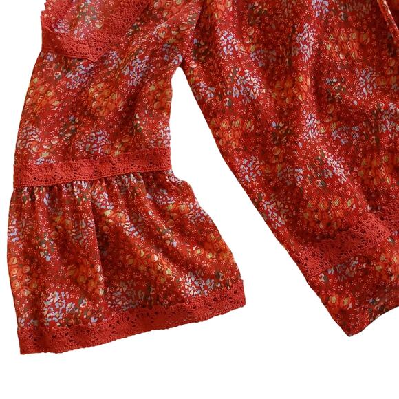 REBECCA MINKOFF Deneuve cold shoulder top boho floral print blouse Size S NEW - Picture 5 of 8